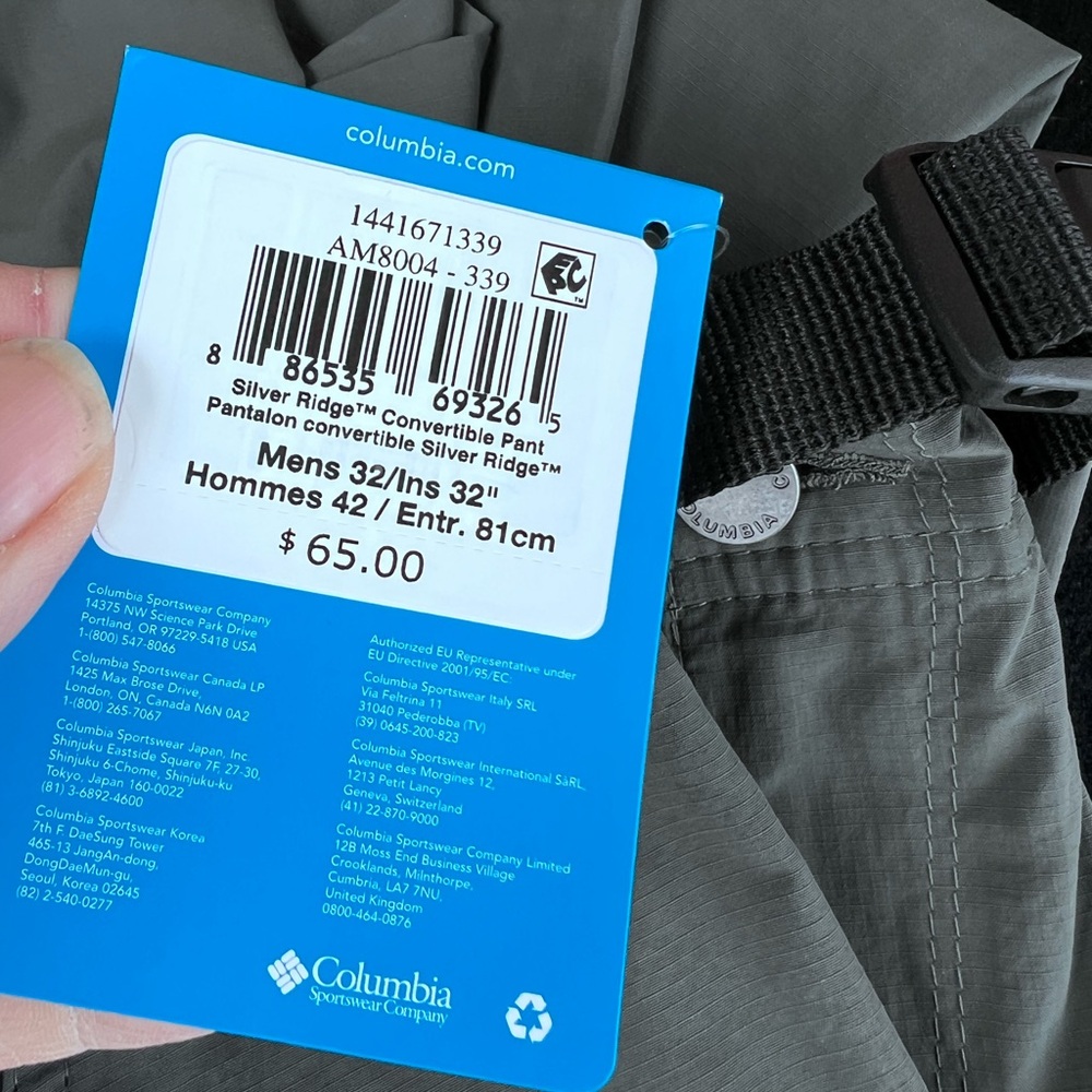 NEW With Tags $65 Mens Columbia Men's Sz. 32x32 Green Cargo Pants Pants/Shorts - Picture 2 of 7